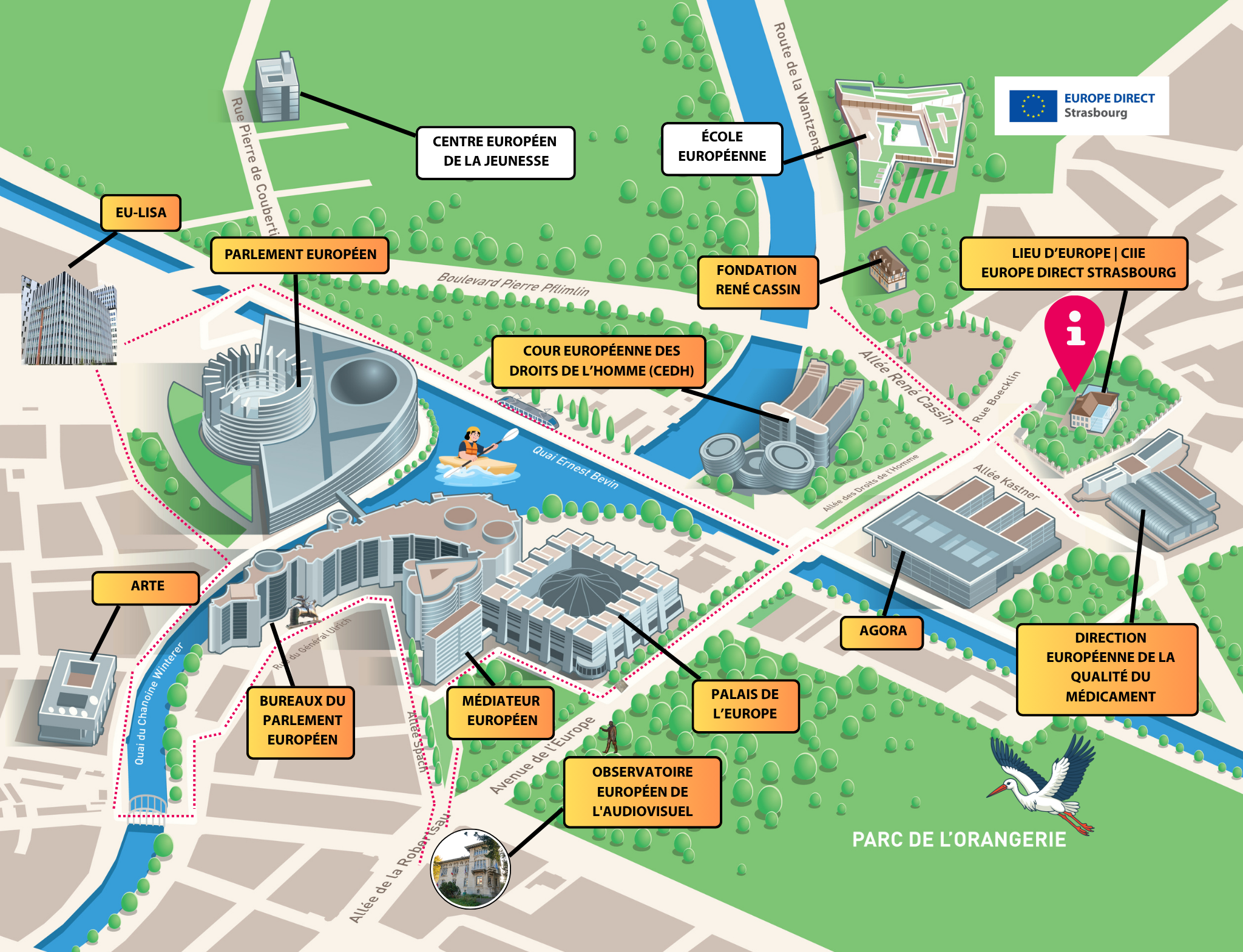 Carte du Quartier européen de Strasbourg